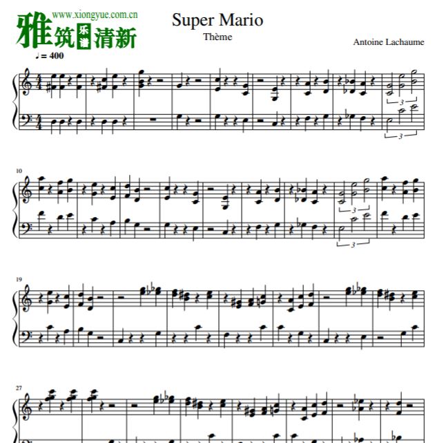 超级玛丽 Super Mario钢琴谱