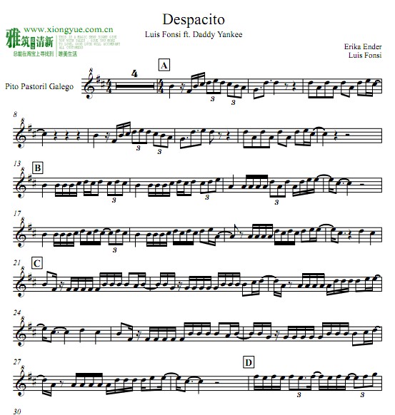 Luis Fonsi feat. Daddy Yankee Despacito小提琴谱