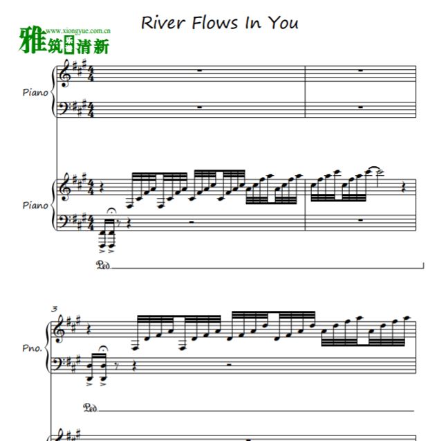 Henry Yiruma合奏 River Flows In You双钢琴版钢琴谱