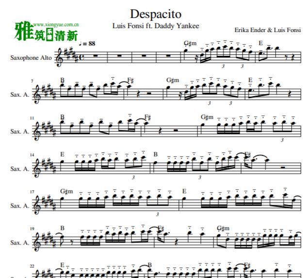 Despacito中音萨克斯谱