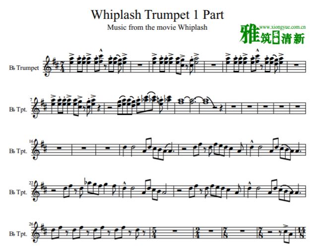 Whiplash Trumpet小号谱