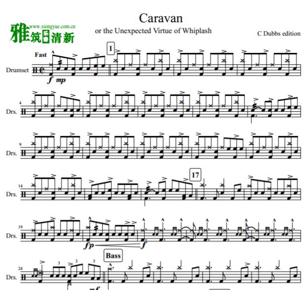 爆裂鼓手 Caravan爵士鼓谱
