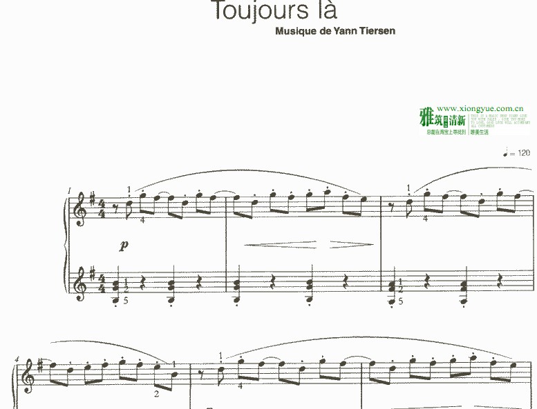 扬·提尔森 - Toujours La钢琴谱
