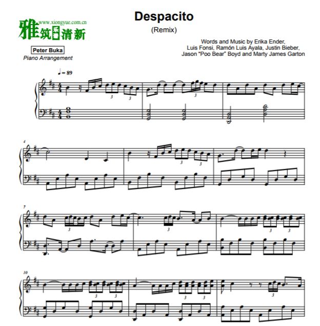 Peter Buka Despacito钢琴谱