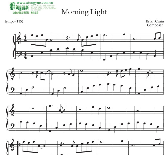 brian crain - morning light 钢琴谱
