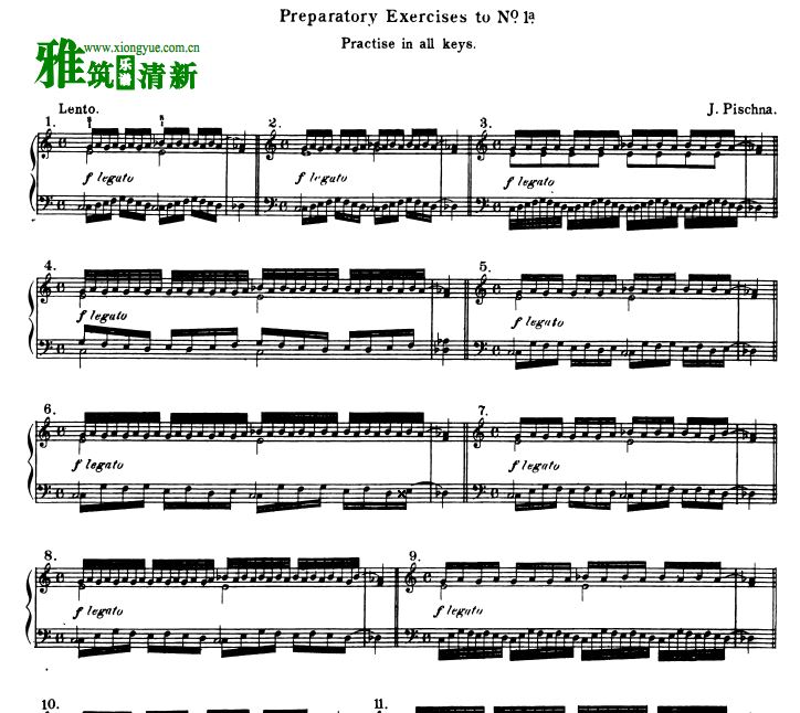 皮史纳60首钢琴循序渐进练习曲原版钢琴谱 Pischna Technical 60 Studies