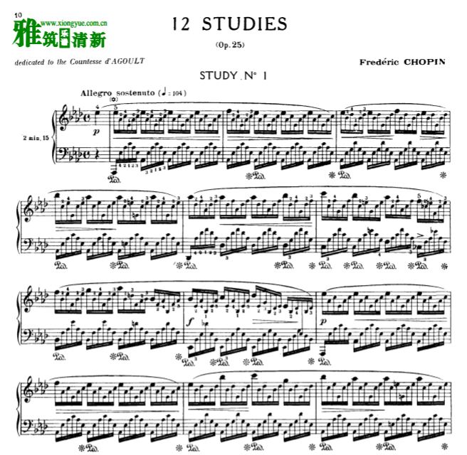 柯尔托教学版 肖邦12首练习曲Op.25原版钢琴谱全集 