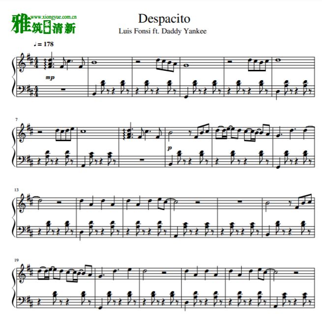 Despacito Remixed钢琴谱