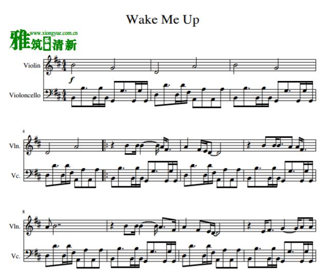 Wake Me Up大提琴小提琴二重奏总谱