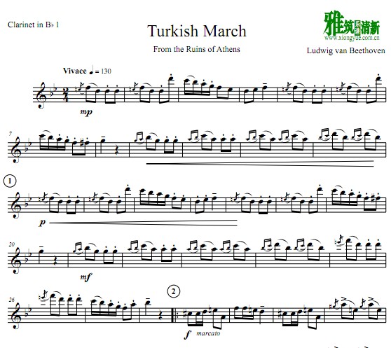 土耳其进行曲单簧管四重奏谱 Turkish March