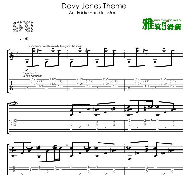 Eddie 加勒比海盗 Davy Jones theme指弹吉他谱