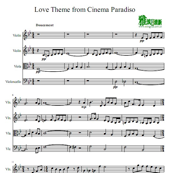 Cinema Paradiso 天堂电影院弦乐四重奏 总谱+分谱