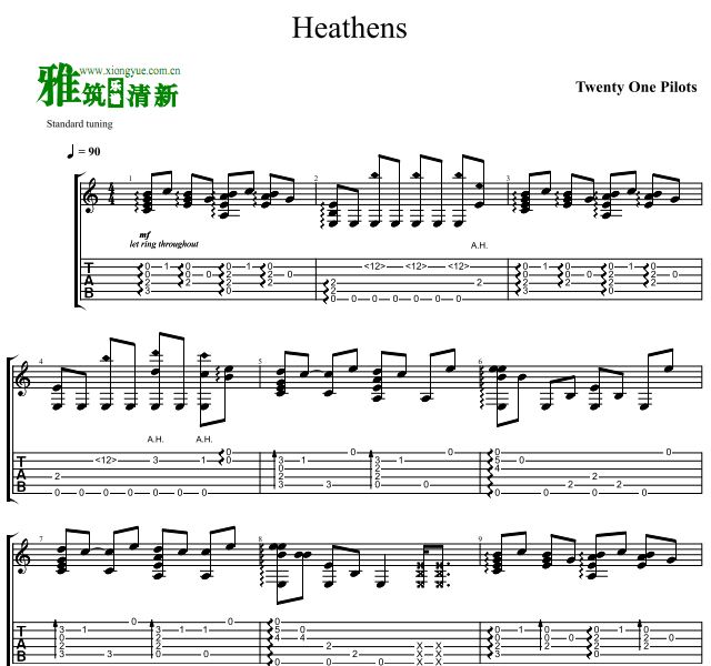AcousticTrench - heathens吉他谱