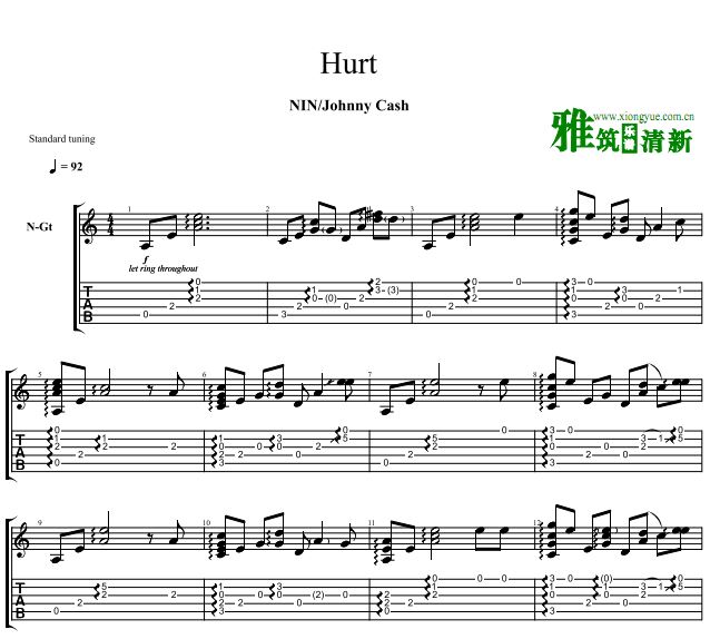 Acoustic Trench指弹吉他谱 hurt吉他谱