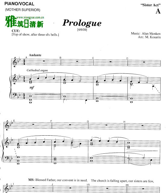 音乐剧 Sister Act修女也疯狂声乐谱钢琴伴奏谱