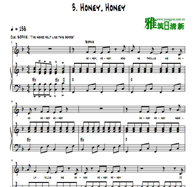 妈妈咪呀 Honey, Honey 声乐钢琴伴奏谱
