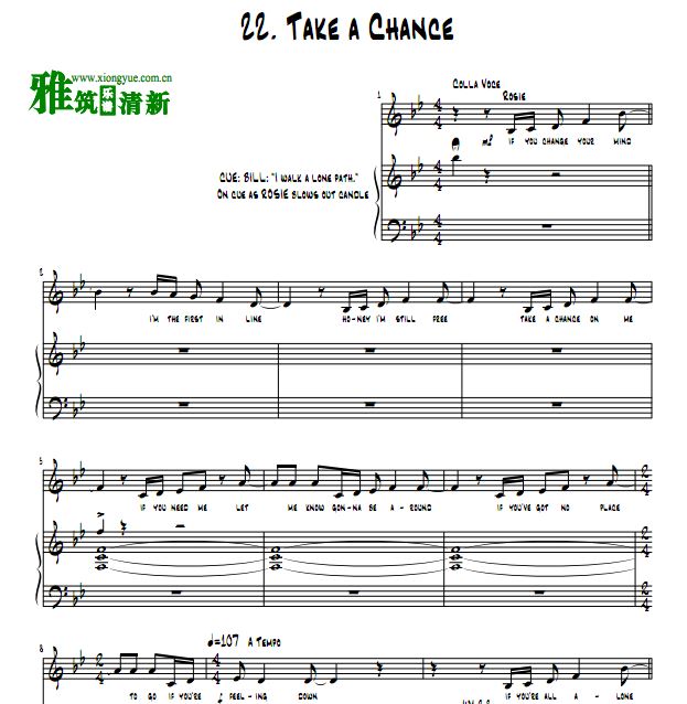 Take A Chance on Me声乐钢琴伴奏谱