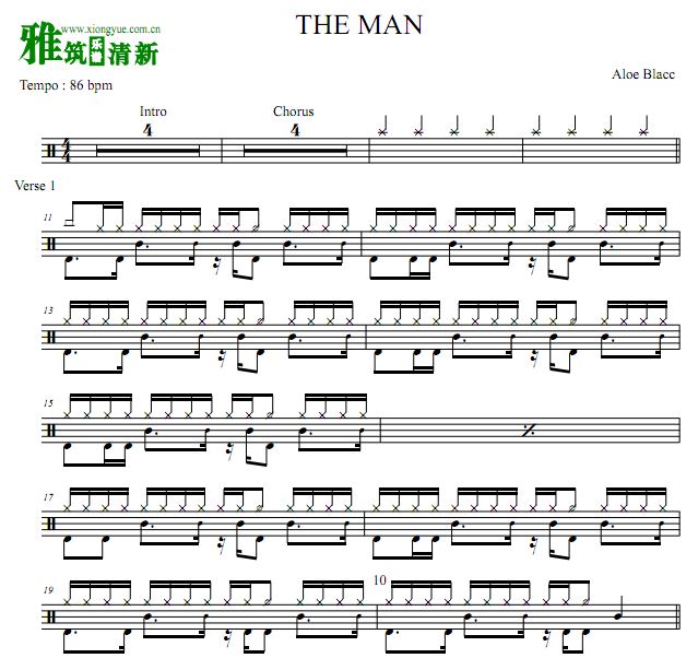 aloe blacc - the man 爵士鼓谱