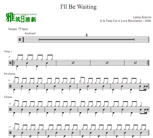 Lenny Lravitz - I'll be waiting 鼓谱