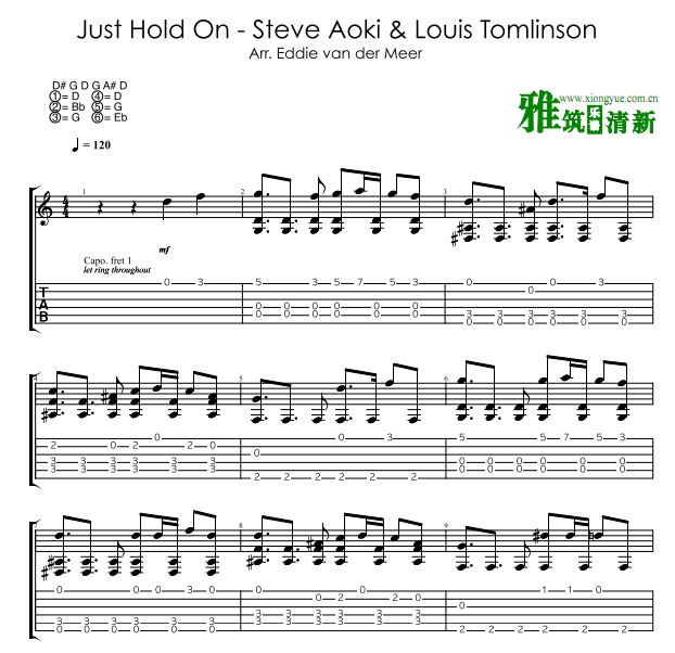 Eddie指弹吉他谱 Just Hold On吉他谱