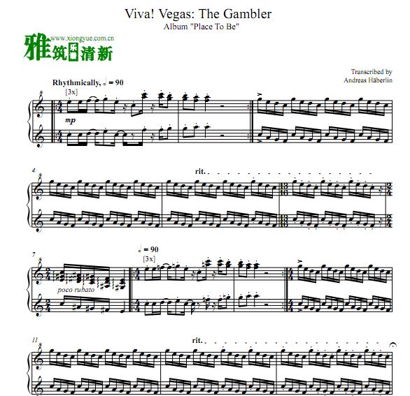 上原广美钢琴谱 Viva! Vegas: The Gambler钢琴谱