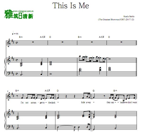 马戏之王OST Keala Settle - This Is Me钢琴谱