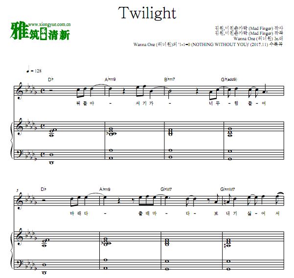 wanna one twilight钢琴伴奏谱