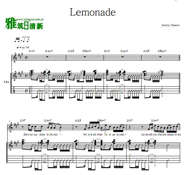 Jeremy Passion - Lemonade尤克里里谱