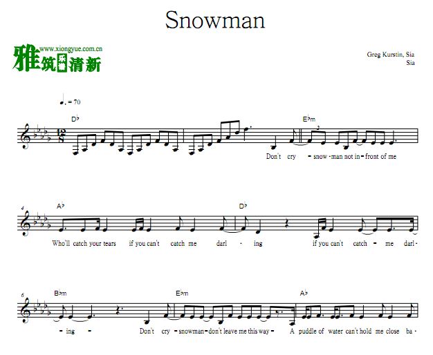 Sia Snowman小提琴谱