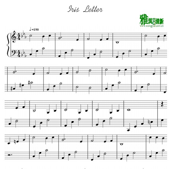 iris - Letter钢琴谱