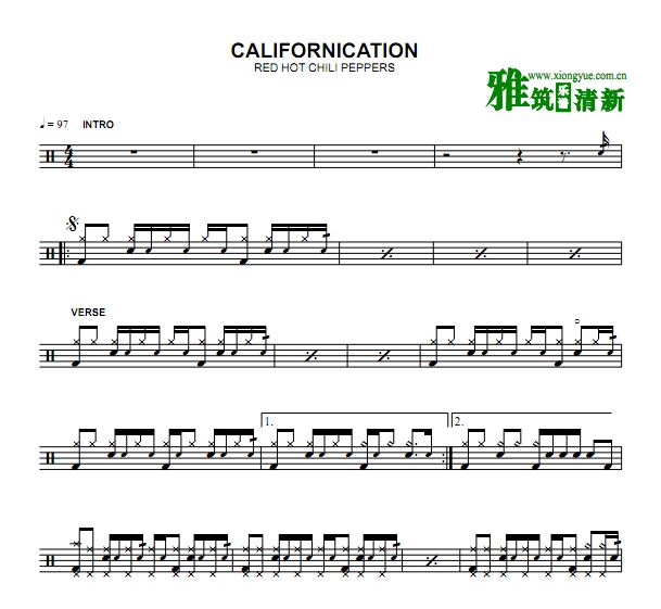 红辣椒乐队 Californication爵士鼓谱