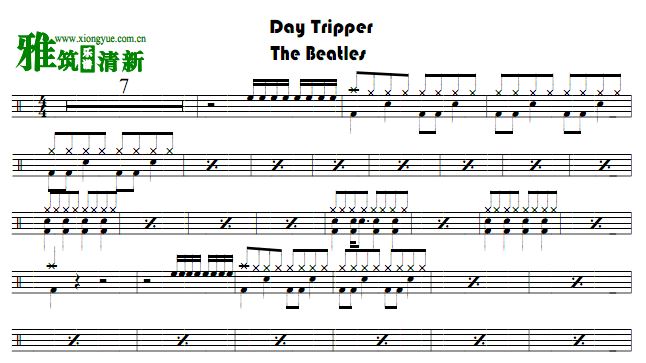 The Beatles甲壳虫乐队 Day Tripper鼓谱