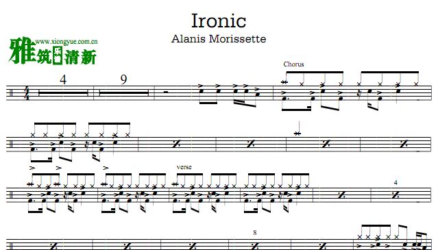 Alanis Morissette - Ironic 爵士鼓谱