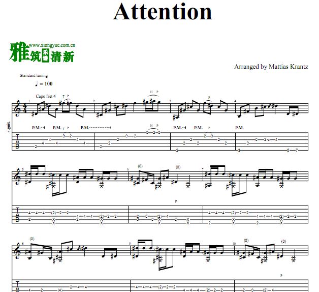 Mattias Krantz - Attention指弹吉他谱