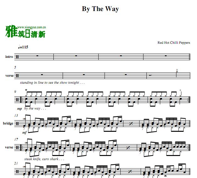 红辣椒乐队 By the Way 架子鼓谱