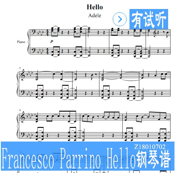 Francesco Parrino 版 Hello钢琴谱 