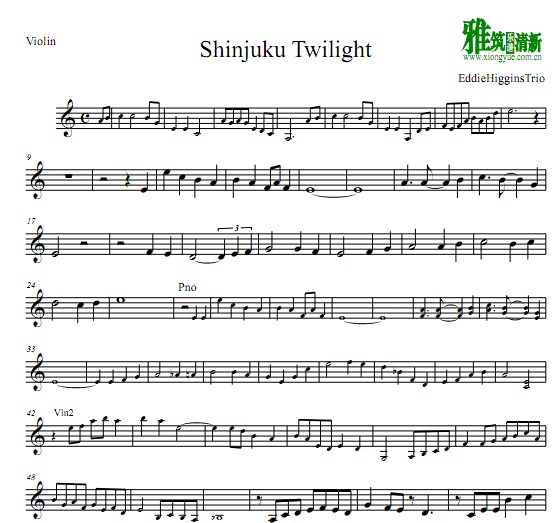 Shinjuku Twilight小提琴谱