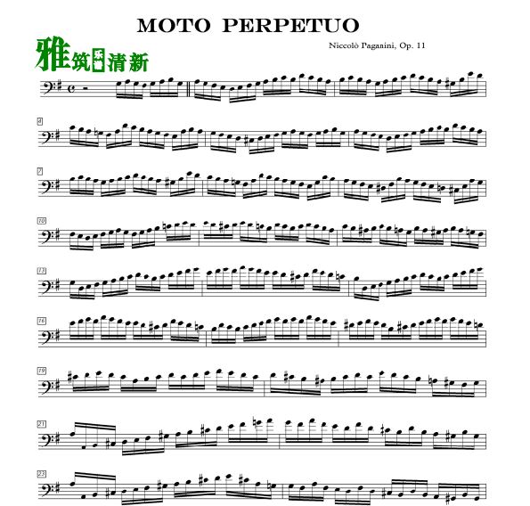 帕格尼尼 无穷动 op.11 低音提琴独奏谱