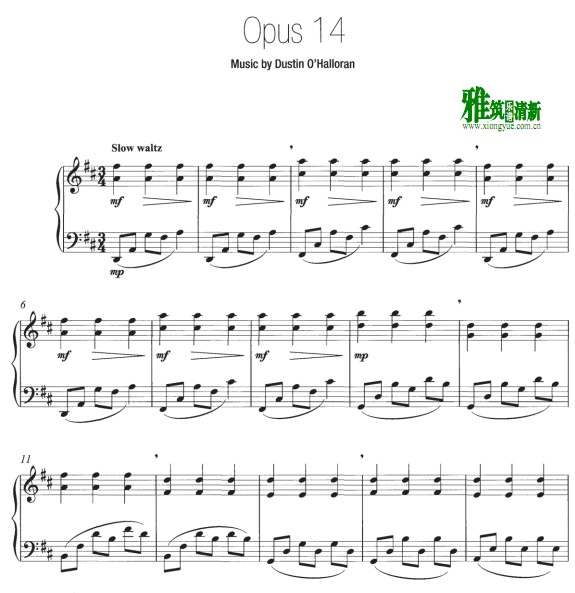Dustin O'Halloran - Opus 14钢琴谱