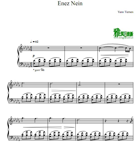 Yann Tiersen - Enez nein钢琴谱