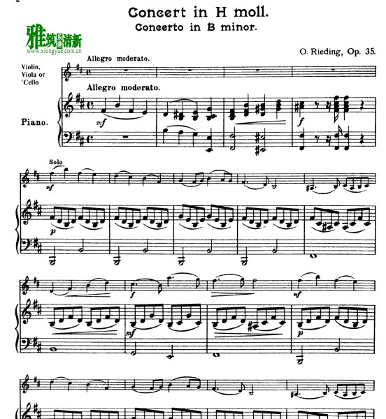 里丁 B小调协奏曲Rieding Violin Concerto in B minor op.35钢琴伴奏谱