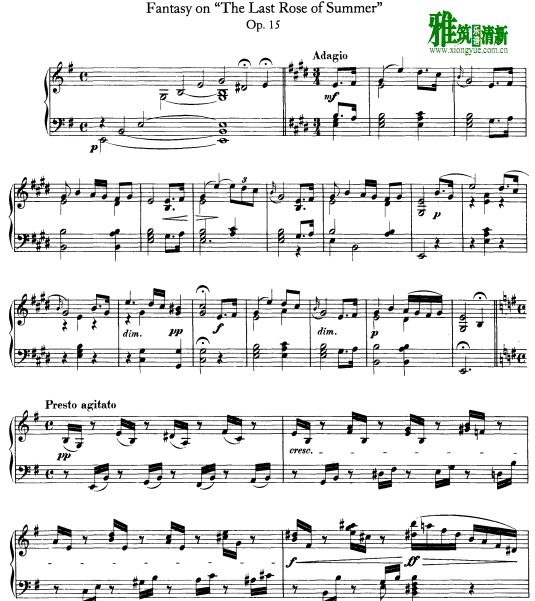 fantasy on “the last rose of summer” op15钢琴谱