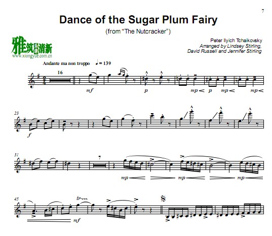 林赛·斯特林- Dance of the Sugar Plum Fairy小提琴谱