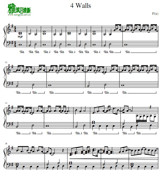 f(x) - 4_Walls钢琴谱
