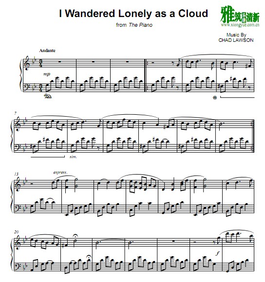 Chad Lawson - I Wandered Lonely As a Cloud钢琴谱