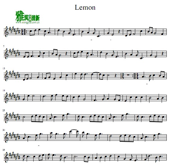 Lemon次中音萨克斯谱