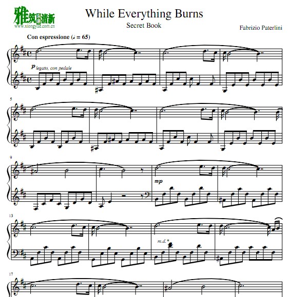 Fabrizio Paterlini - While Everything Burns钢琴谱