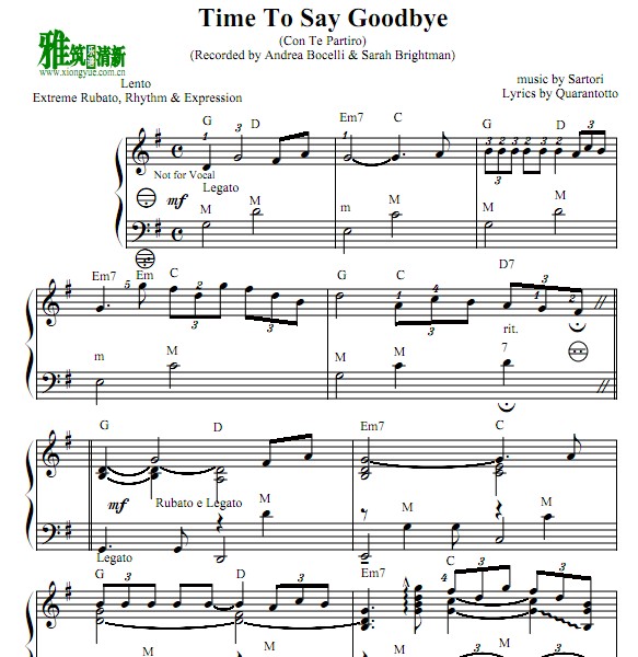 告别时刻time to say goodbye 手风琴谱