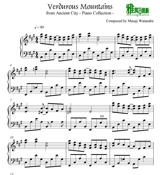 渡辺雅二 VERDUROUS MOUNTAINS钢琴谱
