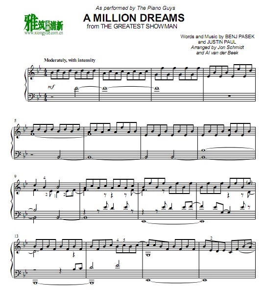 The Piano Guys版 A Million Dreams钢琴谱